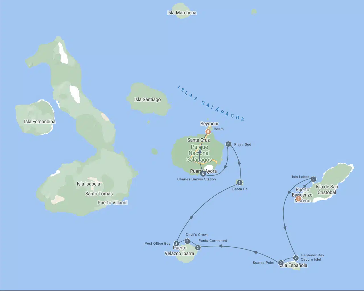 Itinerario A 5 giorni Galapagos
