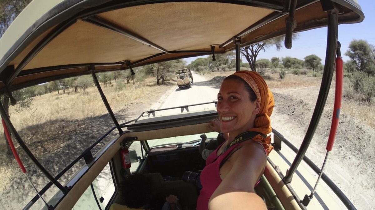 Giulia in safari in Tanzania
