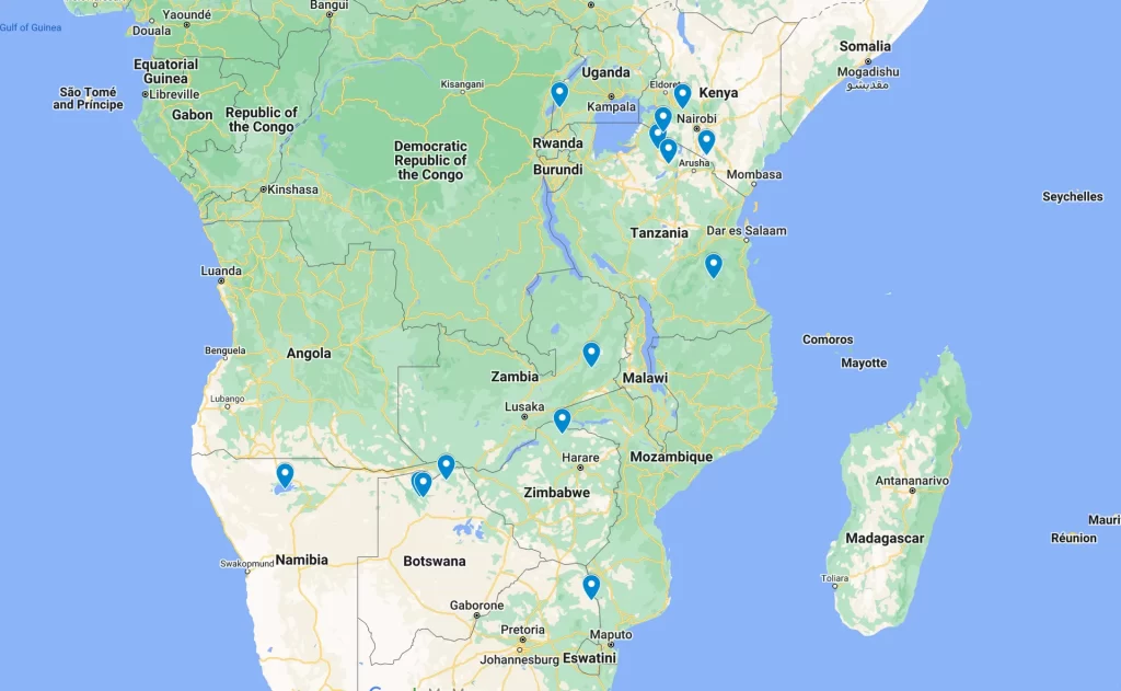 Dove fare safari in Africa: 15 parchi da conoscere prima di scegliere 1 Mappa dei migliori parchi safari in Africa